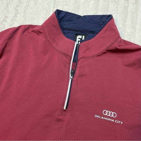 FootJoy FJ Long Sleeve Quarter Zip‎ Pullover Burgundy Red Navy Size Large - Picture 6 of 8